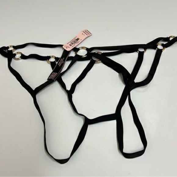 Victoria Secret Cheekini Tanga Black  Sz XL strappy panties. NWT - Picture 2 of 5
